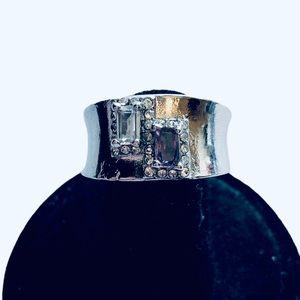 💜3/$30 Size 8 Silver Fashion Ring Amethyst/White Sapphire framed in Crystals